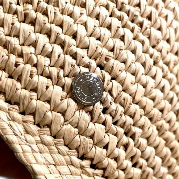 Authentic HERMES Casquette Straw cap Straw Hat straw natural - Picture 4 of 12